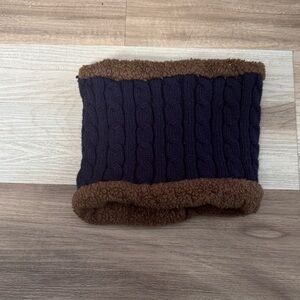 Navy and Brown Cable Knit Neck Warmer
